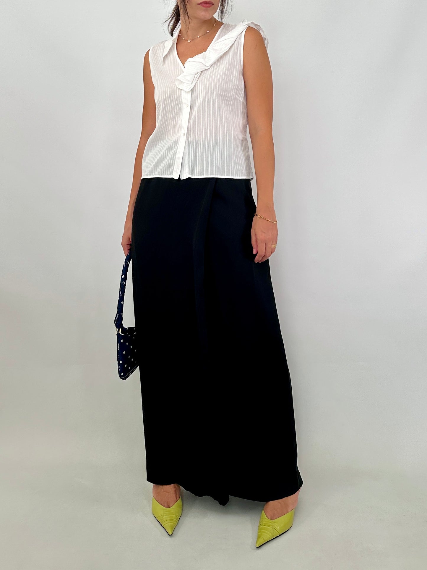 Ferré white blouse with asymmetric ruffle detail