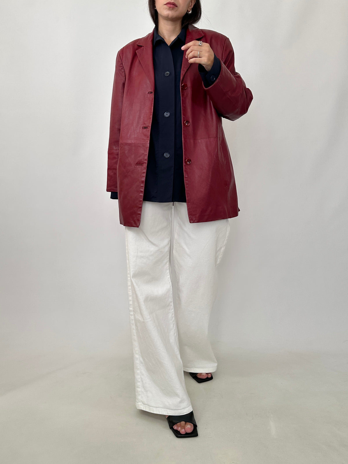 Vintage Burgundy Leather Blazer