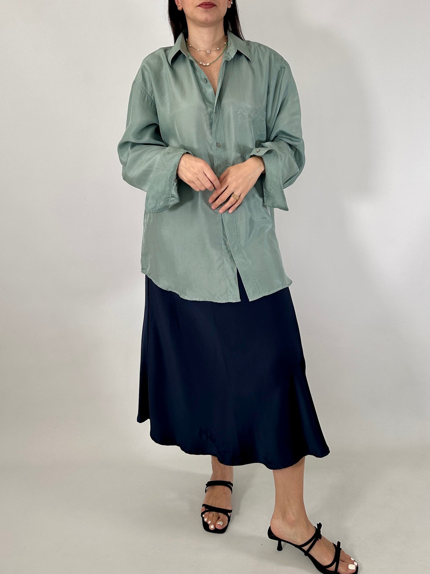 Pure silk aquamarine shirt