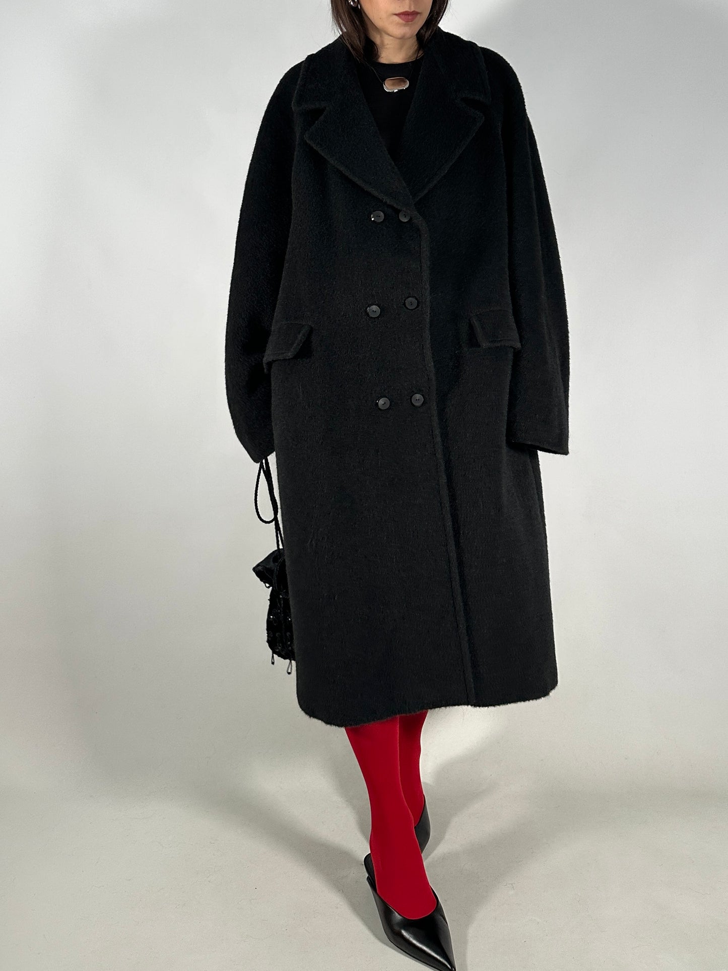 Vintage Black Alpaca Coat