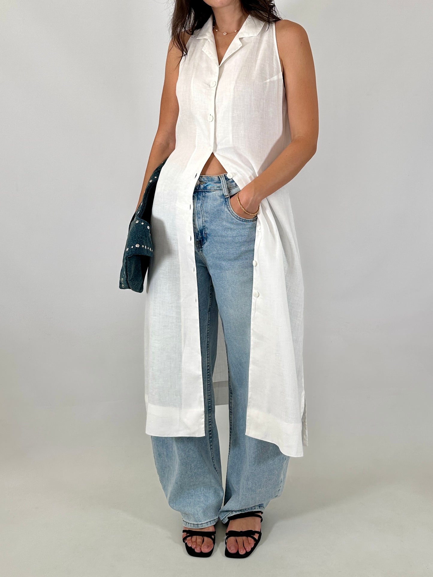 Pure linen chemisier dress