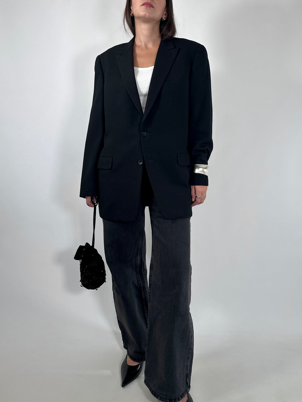 Black Wool Tailored Blazer