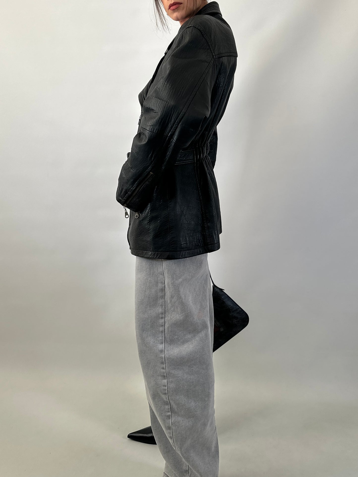 Vintage belted soft leather jacket