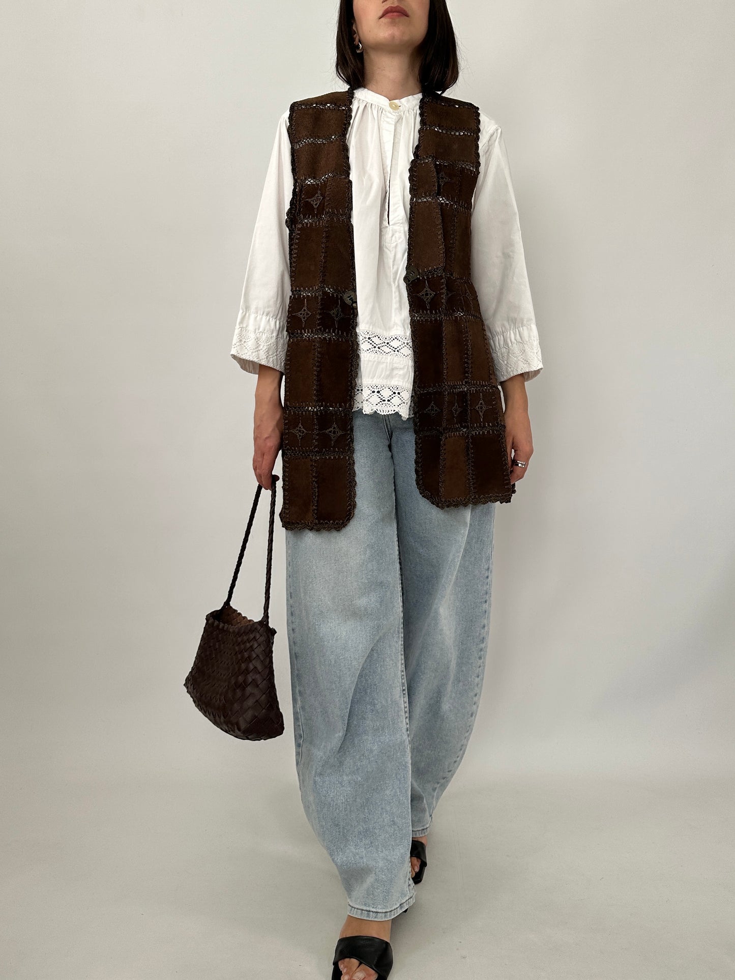 Vintage Boho Patchwork Leather Vest