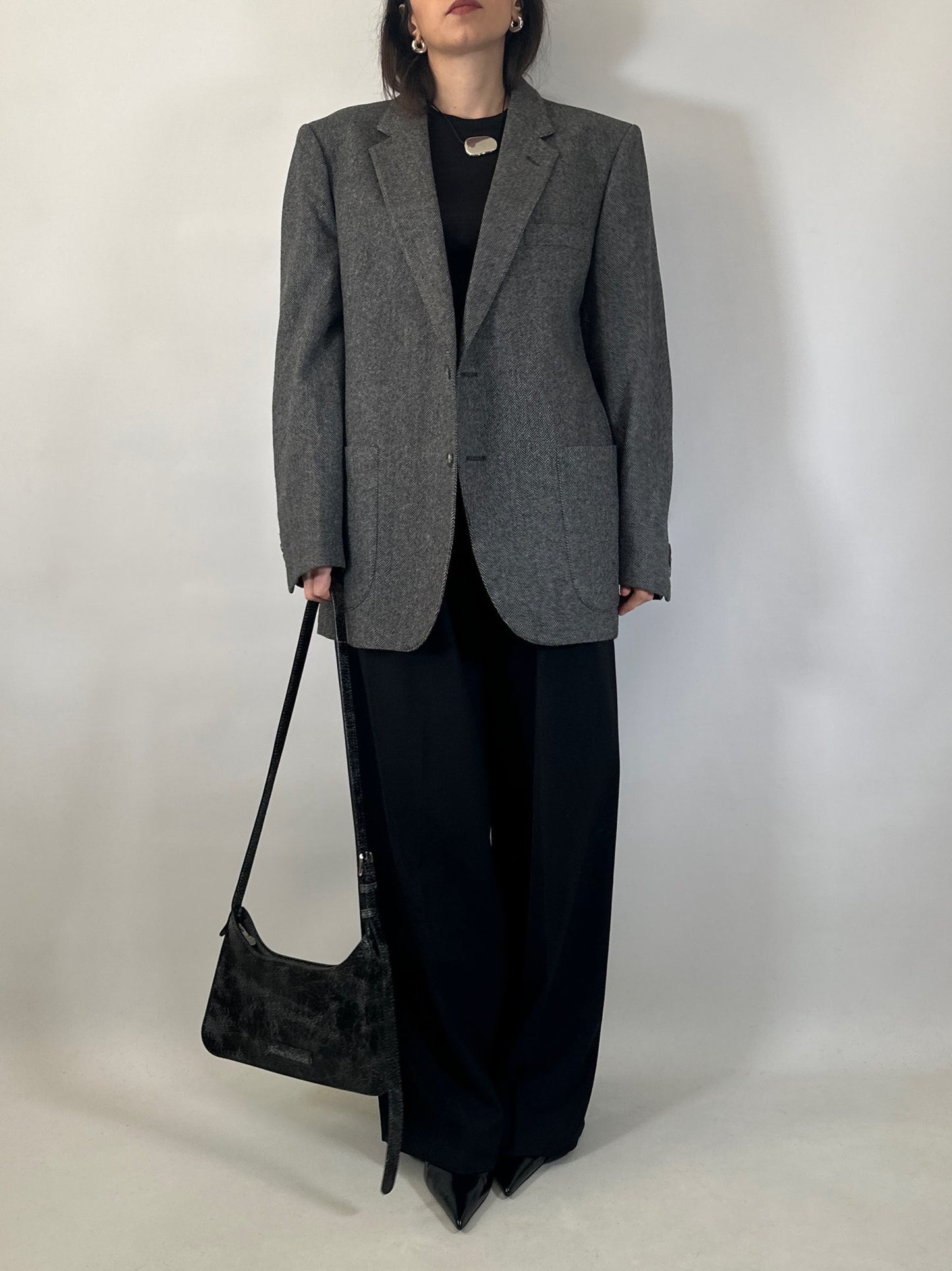 Vintage Herringbone Cashmere Blend Blazer