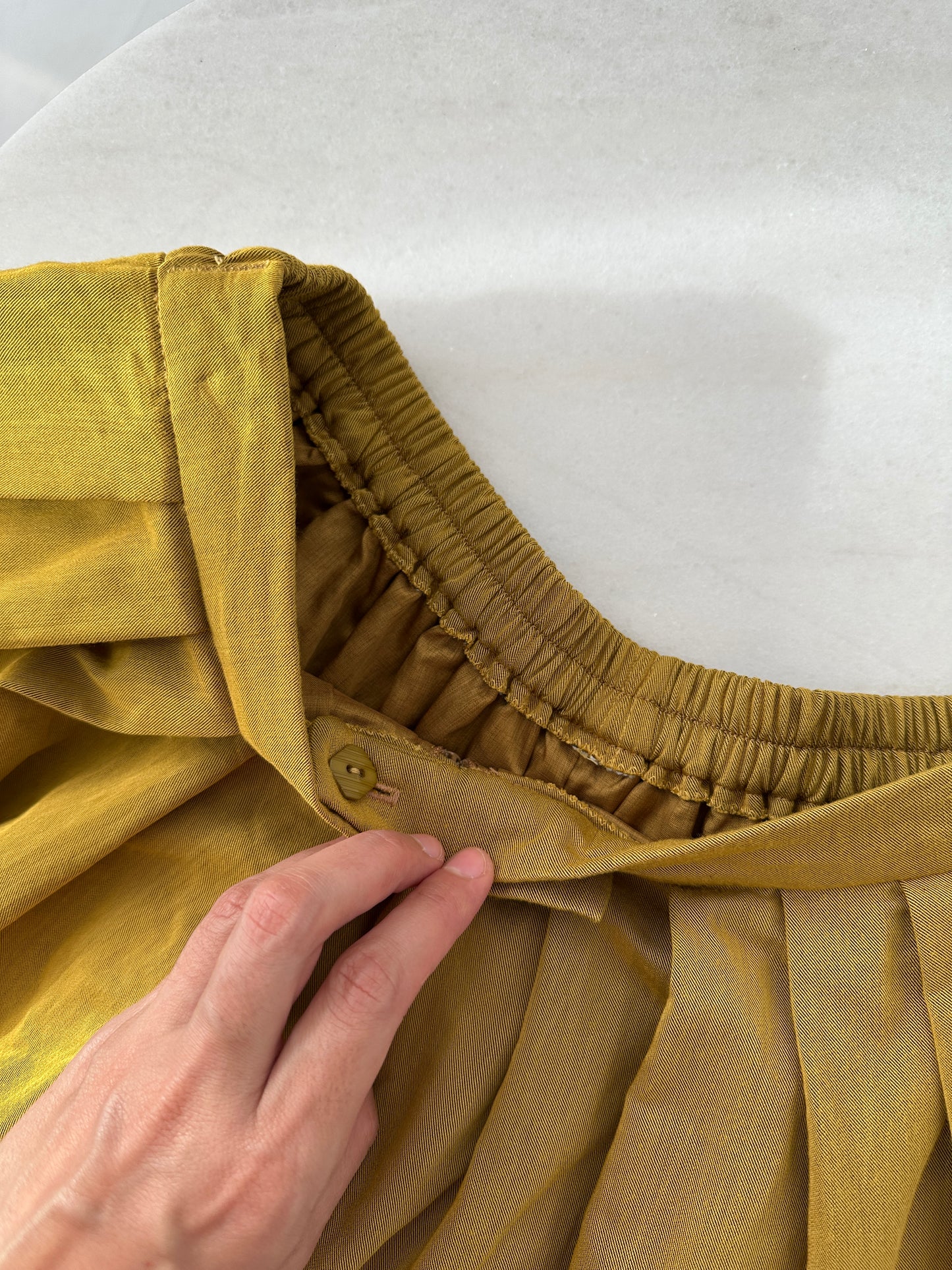 Wide-leg mustard culottes