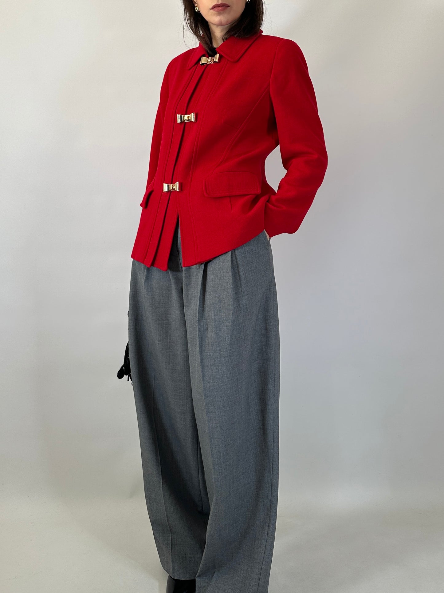 Vintage Luisa Spagnoli Red Jacket with Bow Buttons