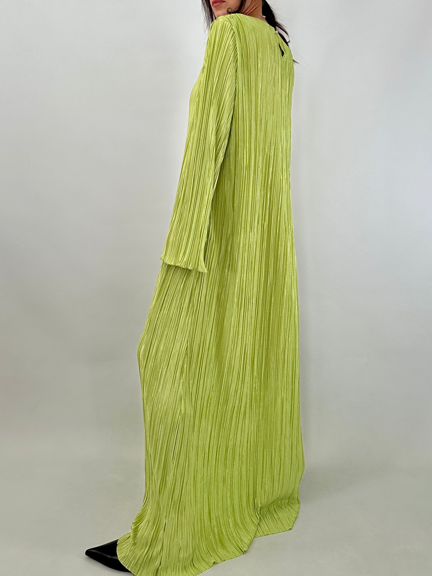 Lime green maxi pleated dress
