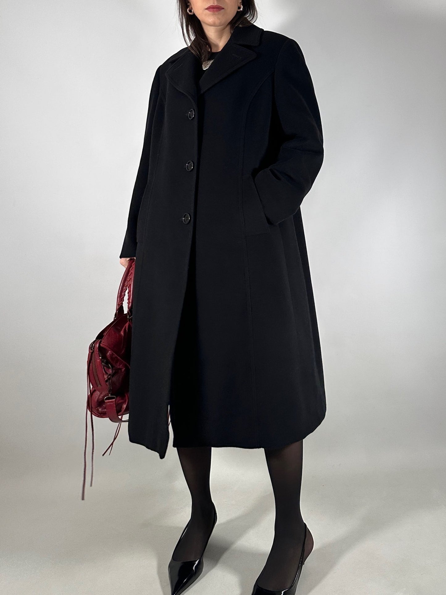Vintage Classic Black Wool Coat