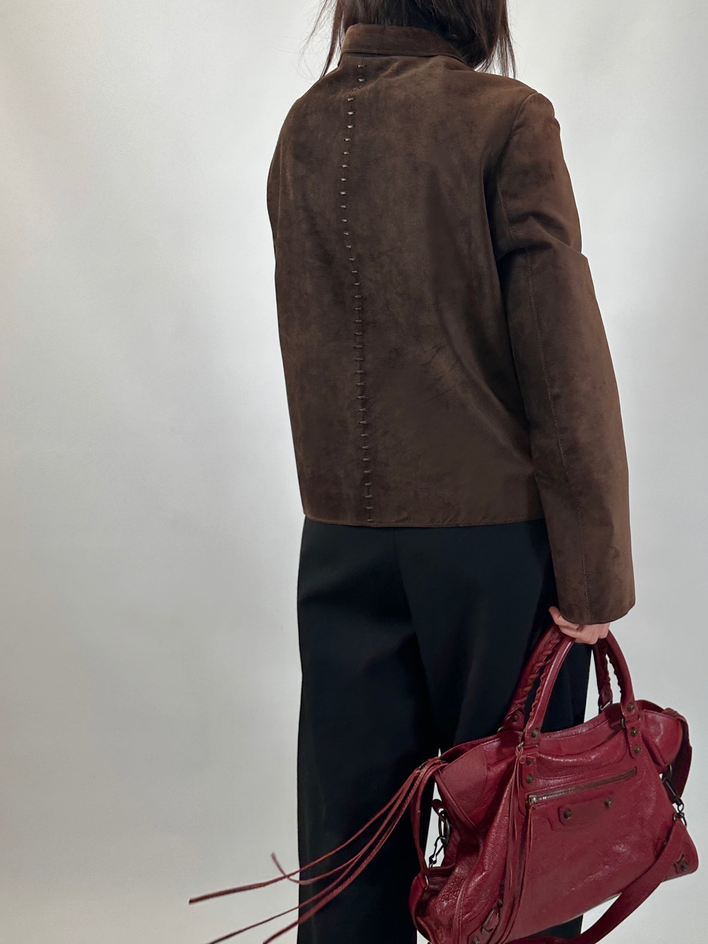 Brown Suede Boxy Fit Jacket