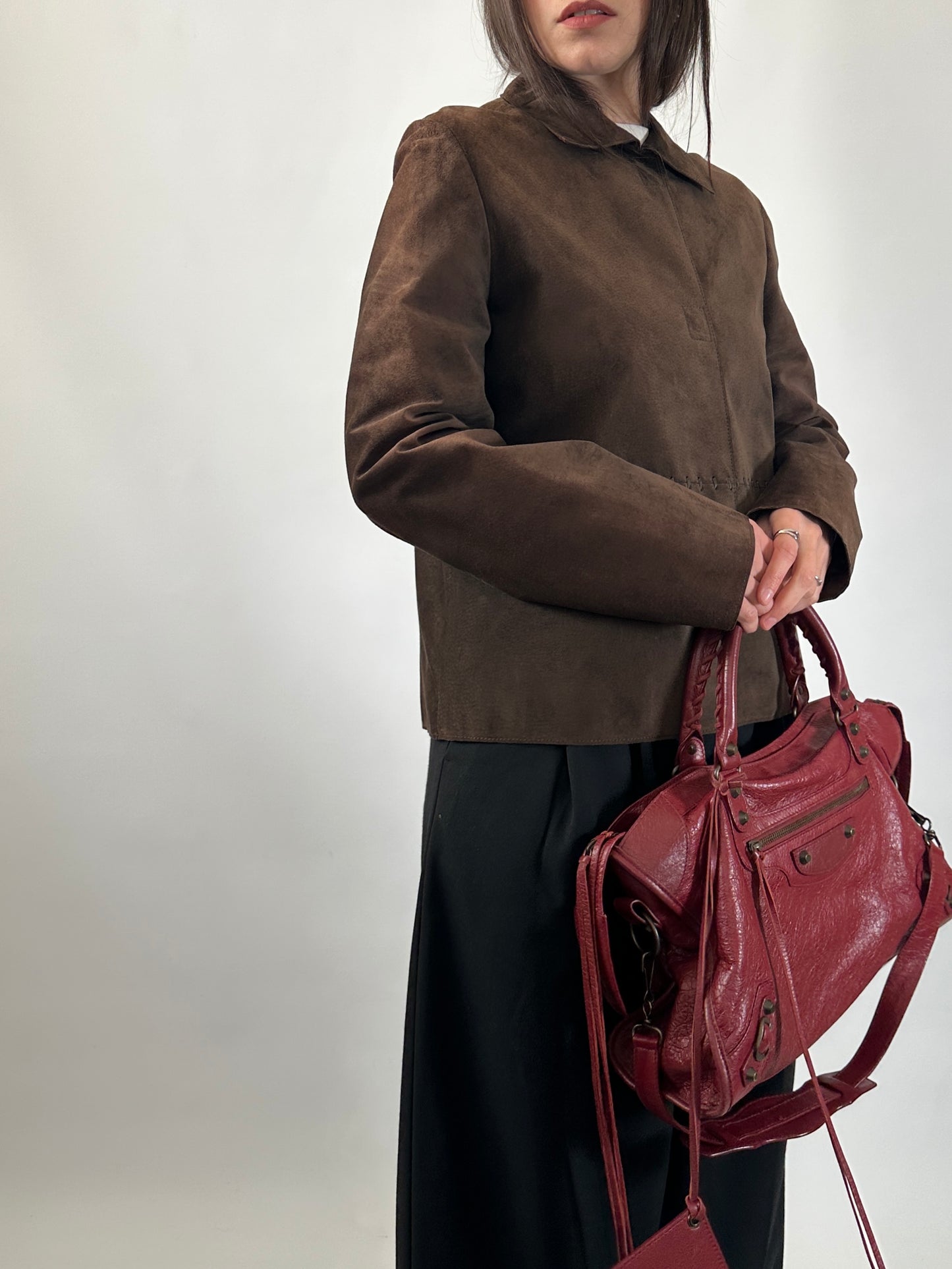Brown Suede Boxy Fit Jacket