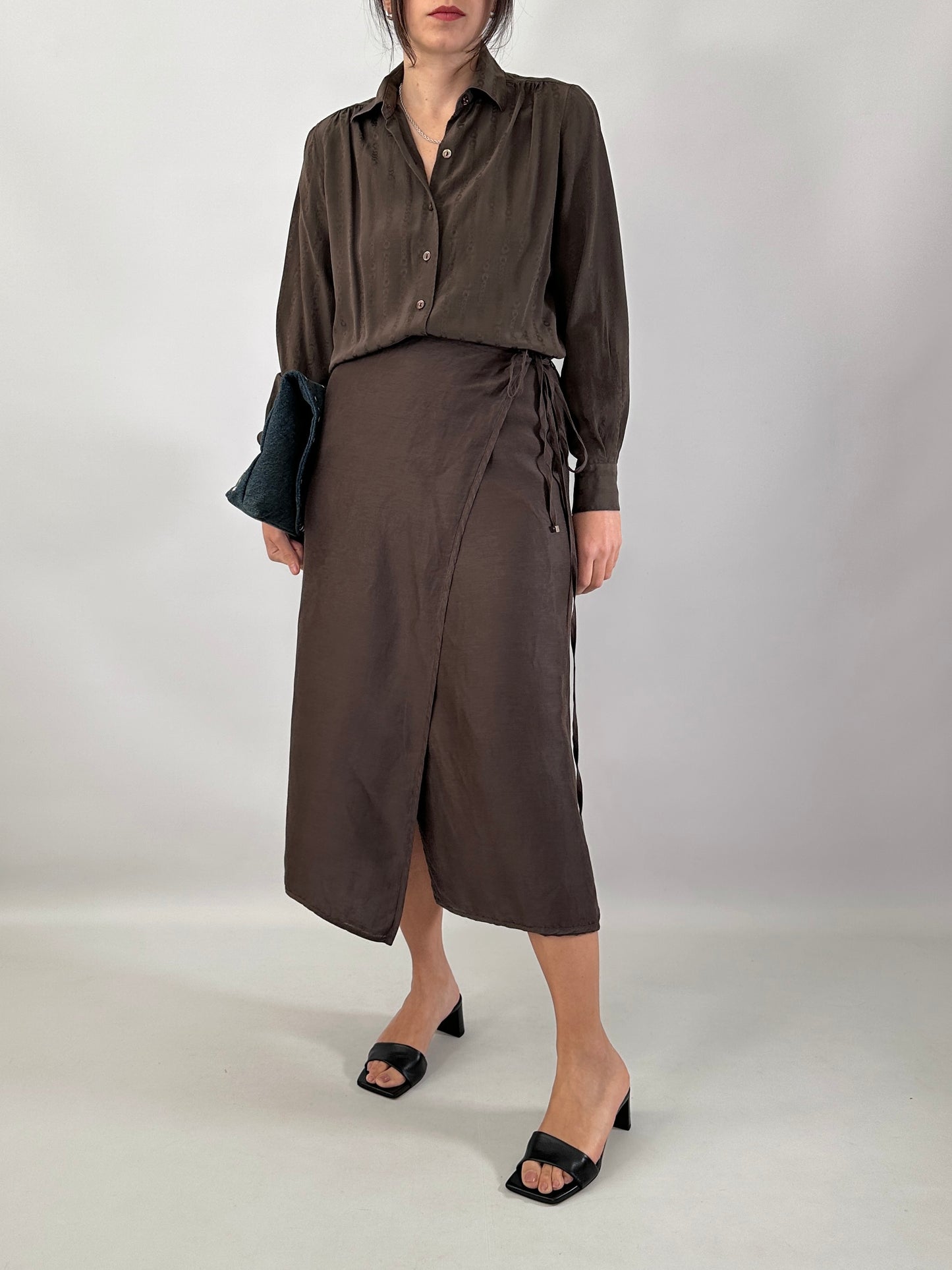 Max Mara wrap chocolate skirt