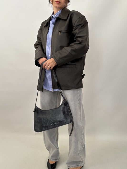 Brown leather zipped jacket