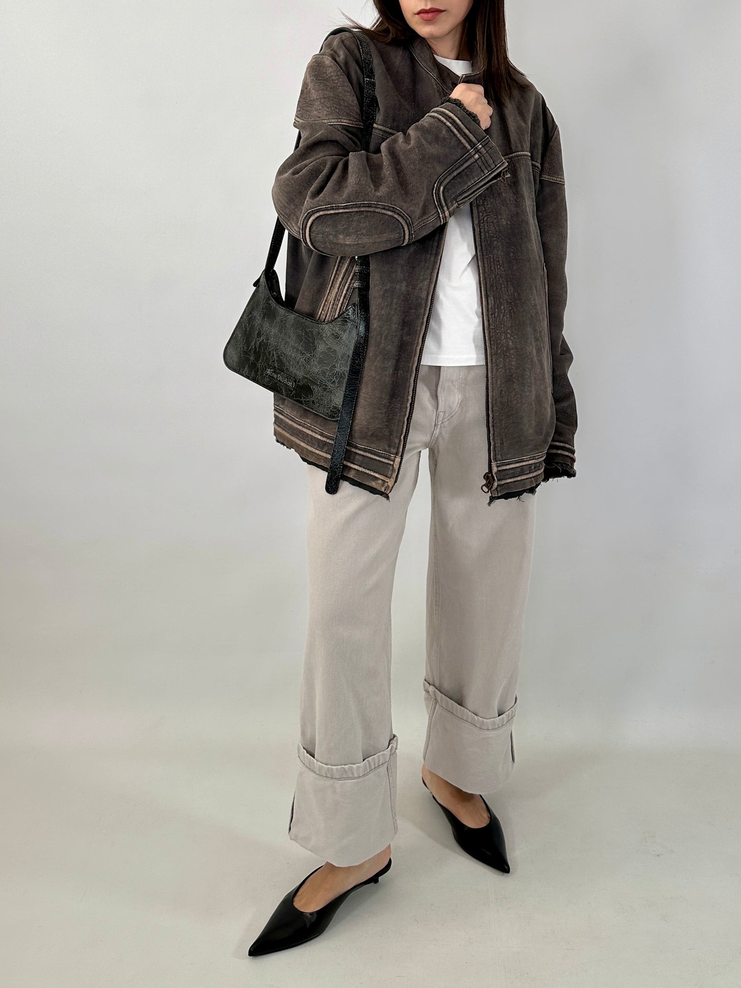 Boss distressed leather racer jacket