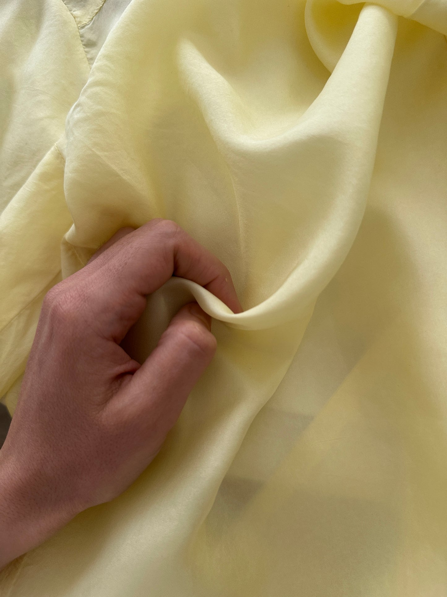 Butter yellow silk bow shirt