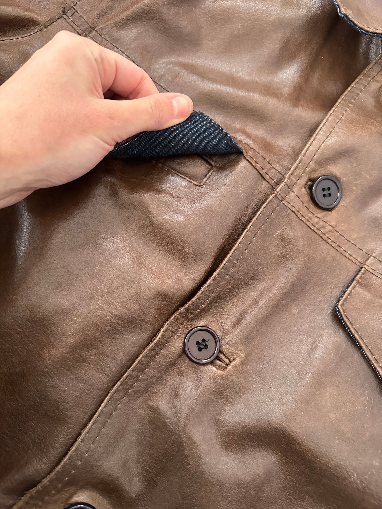 Leather and denim vintage jacket