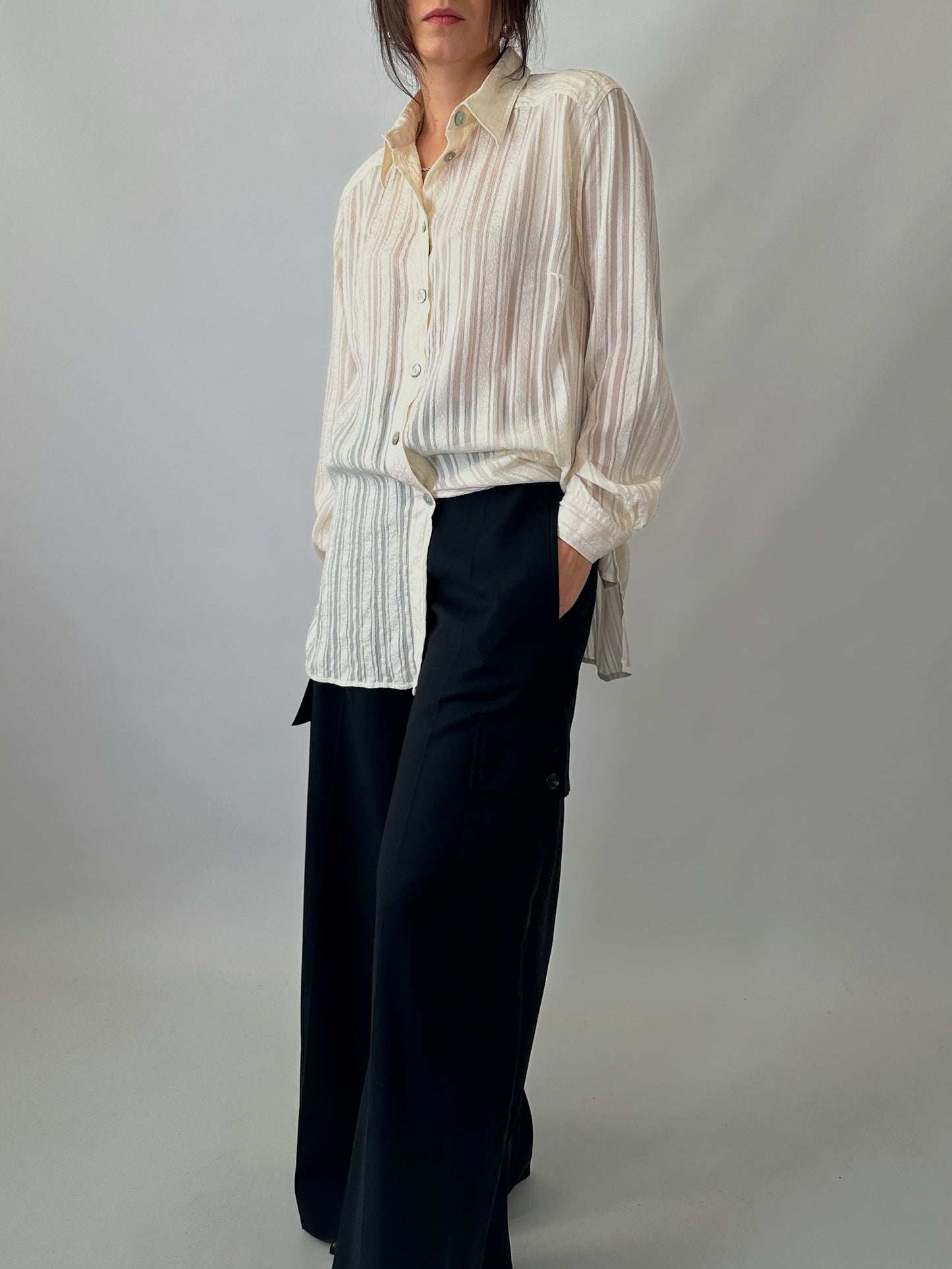 Embroidered vintage ivory shirt