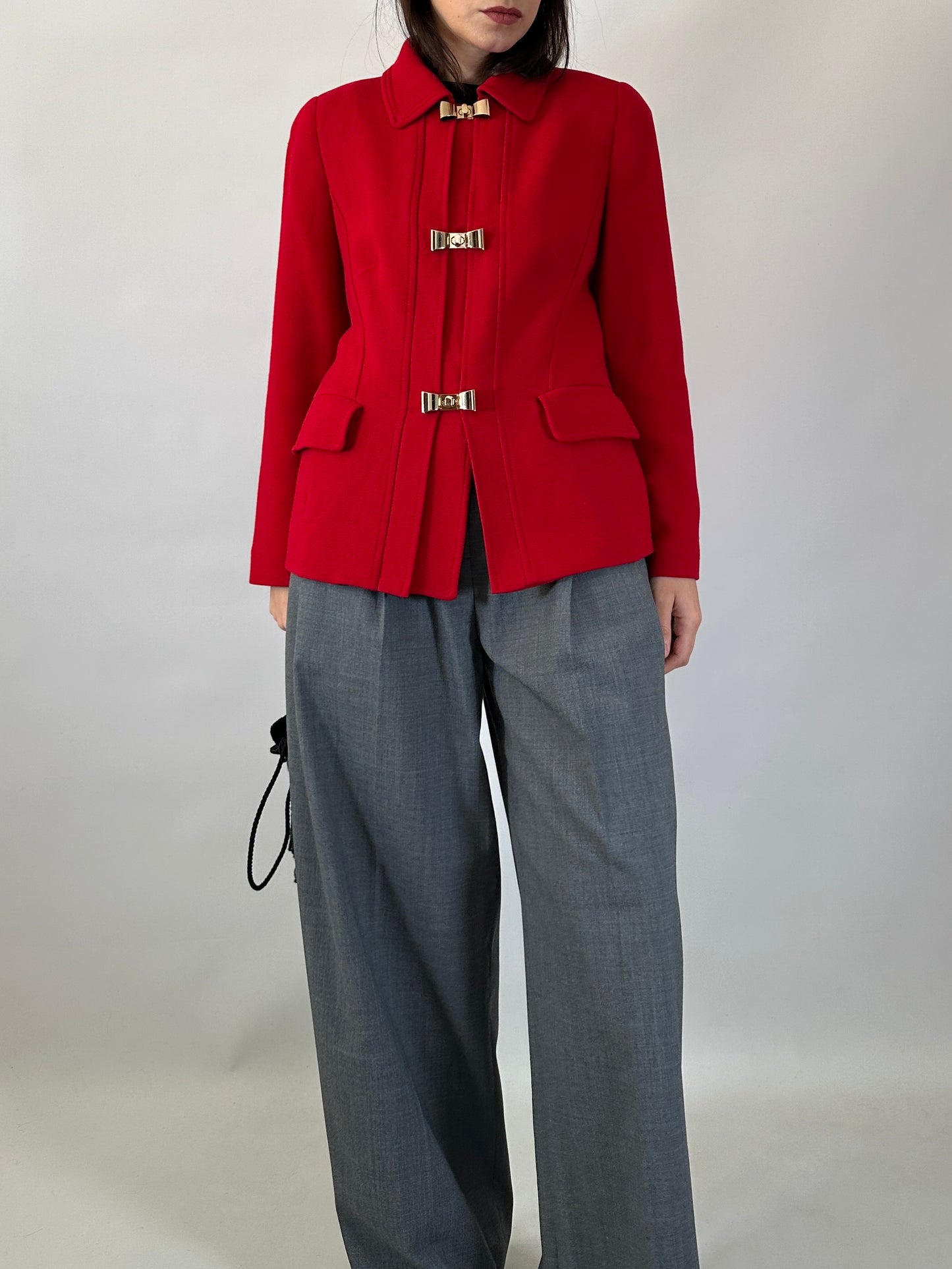 Vintage Luisa Spagnoli Red Jacket with Bow Buttons