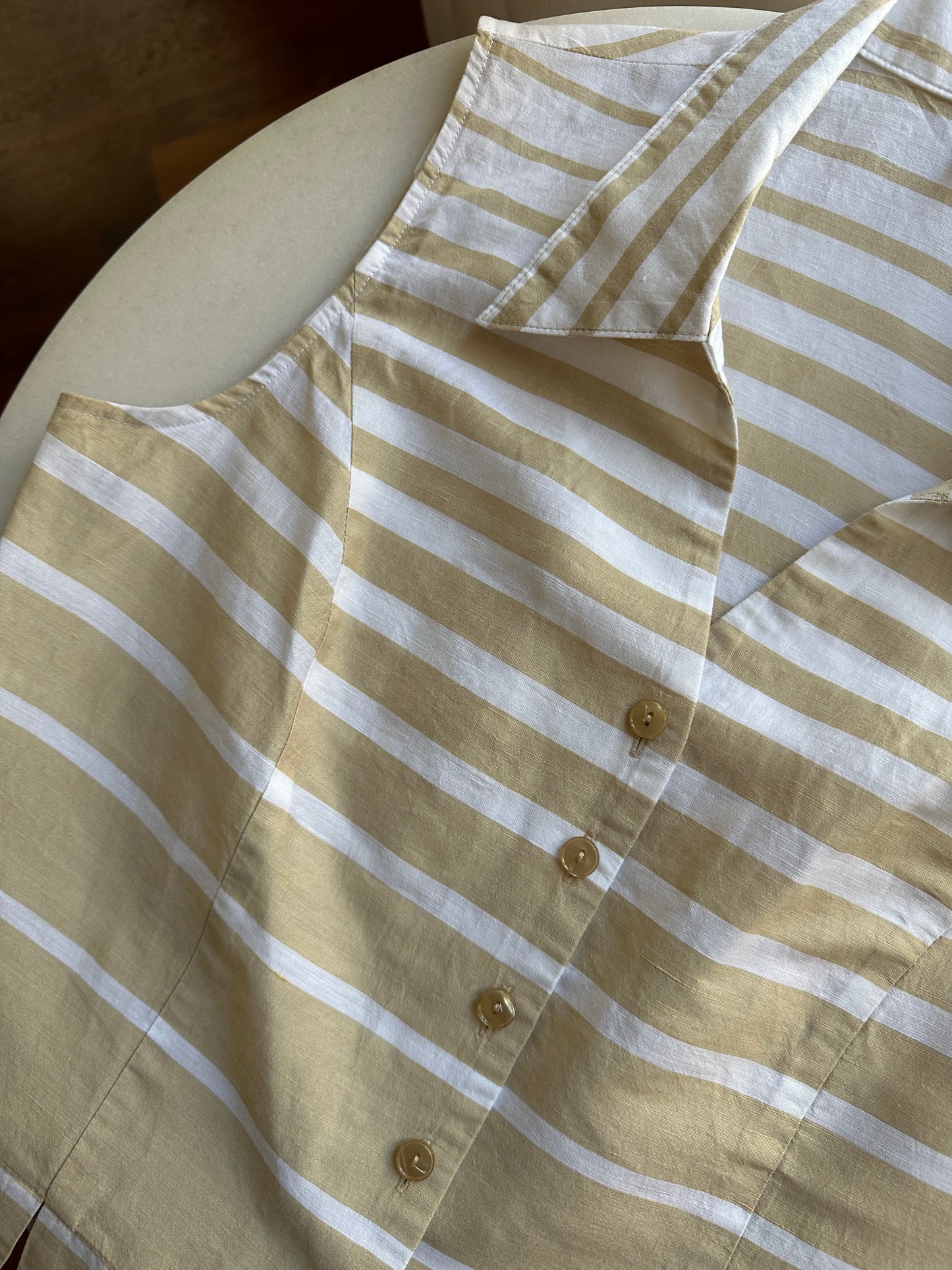 Striped linen blend crop shirt