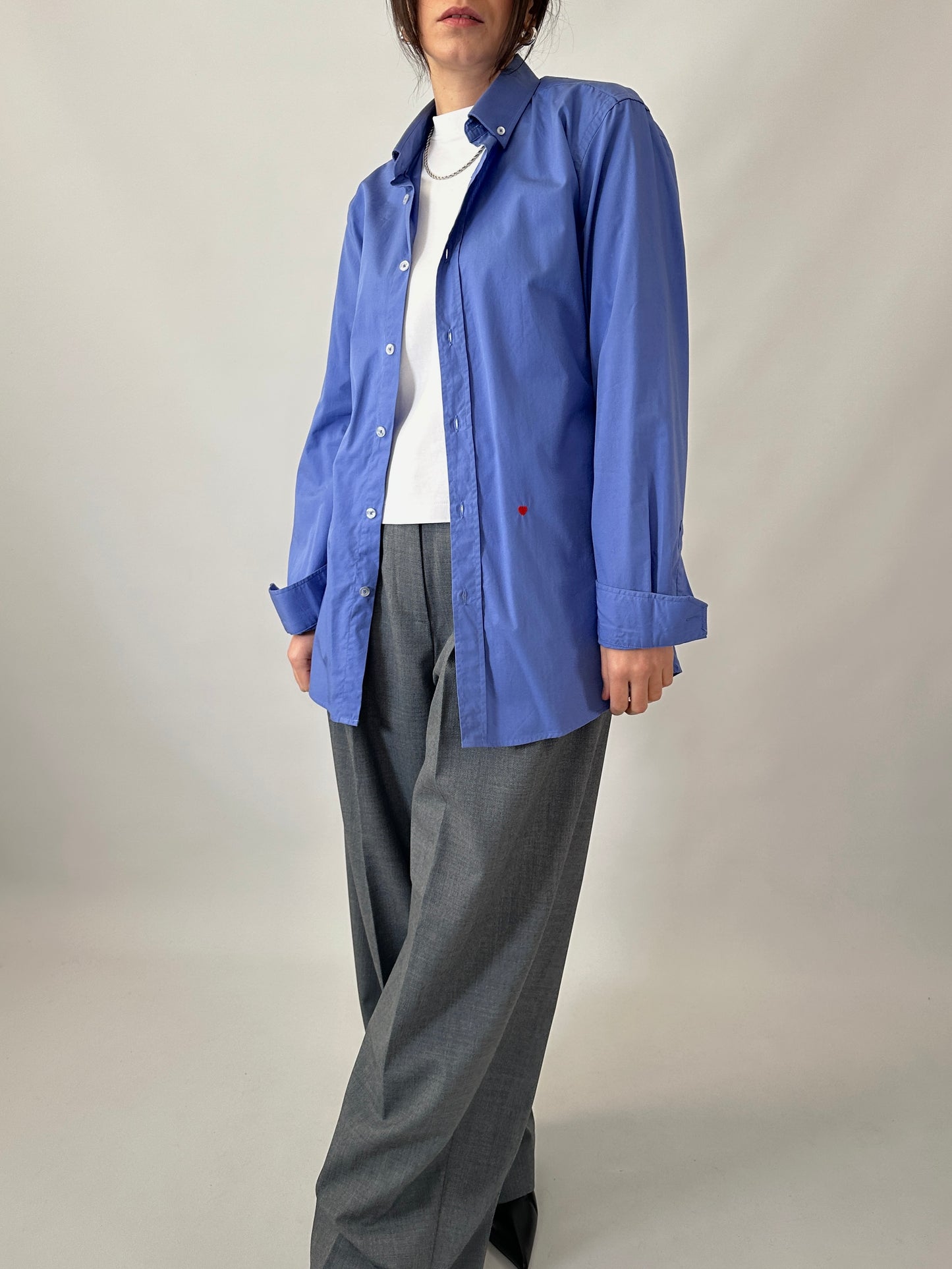 Moschino heart-embroidered cotton shirt