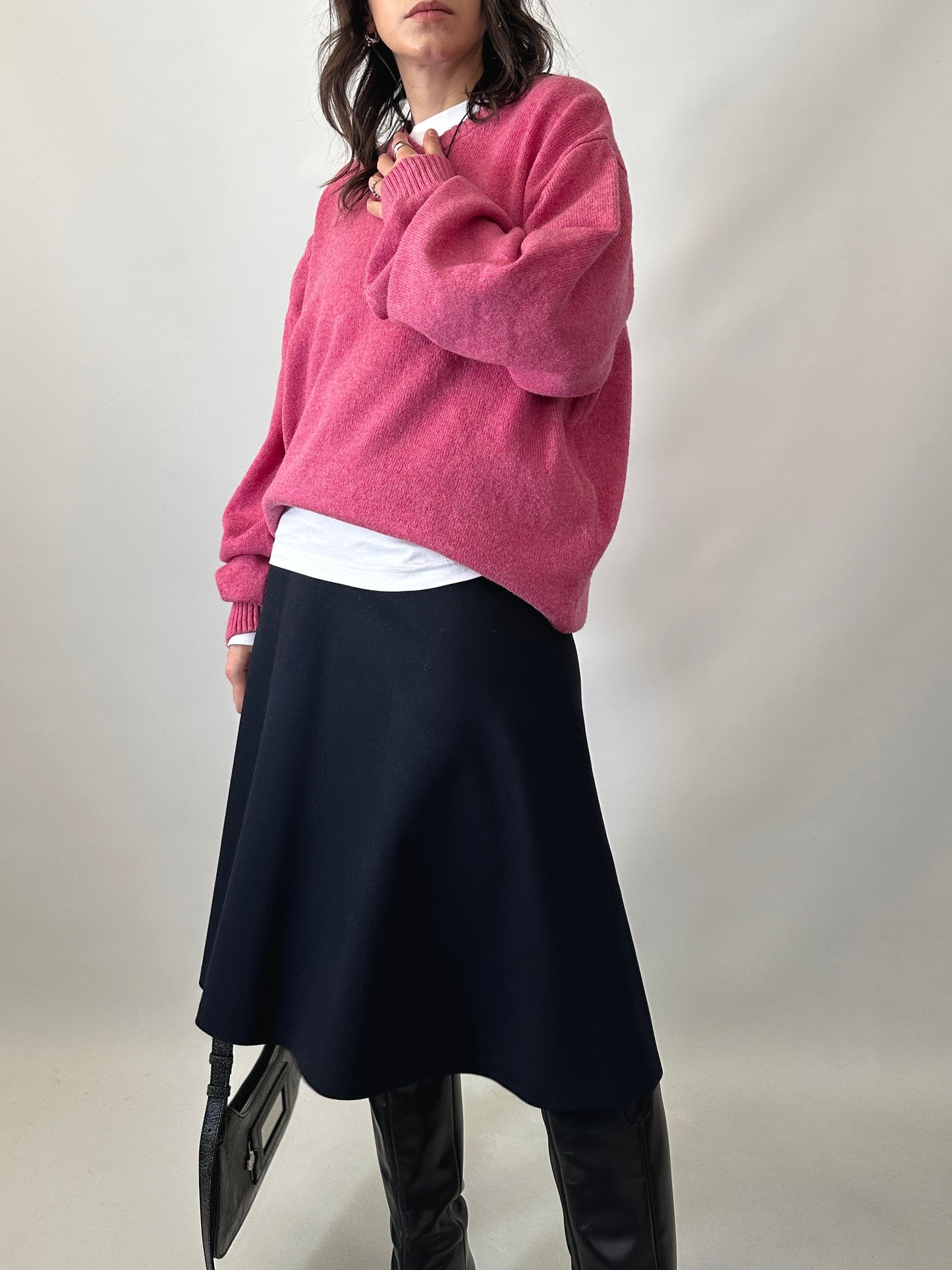 Vintage dark navy flared skirt