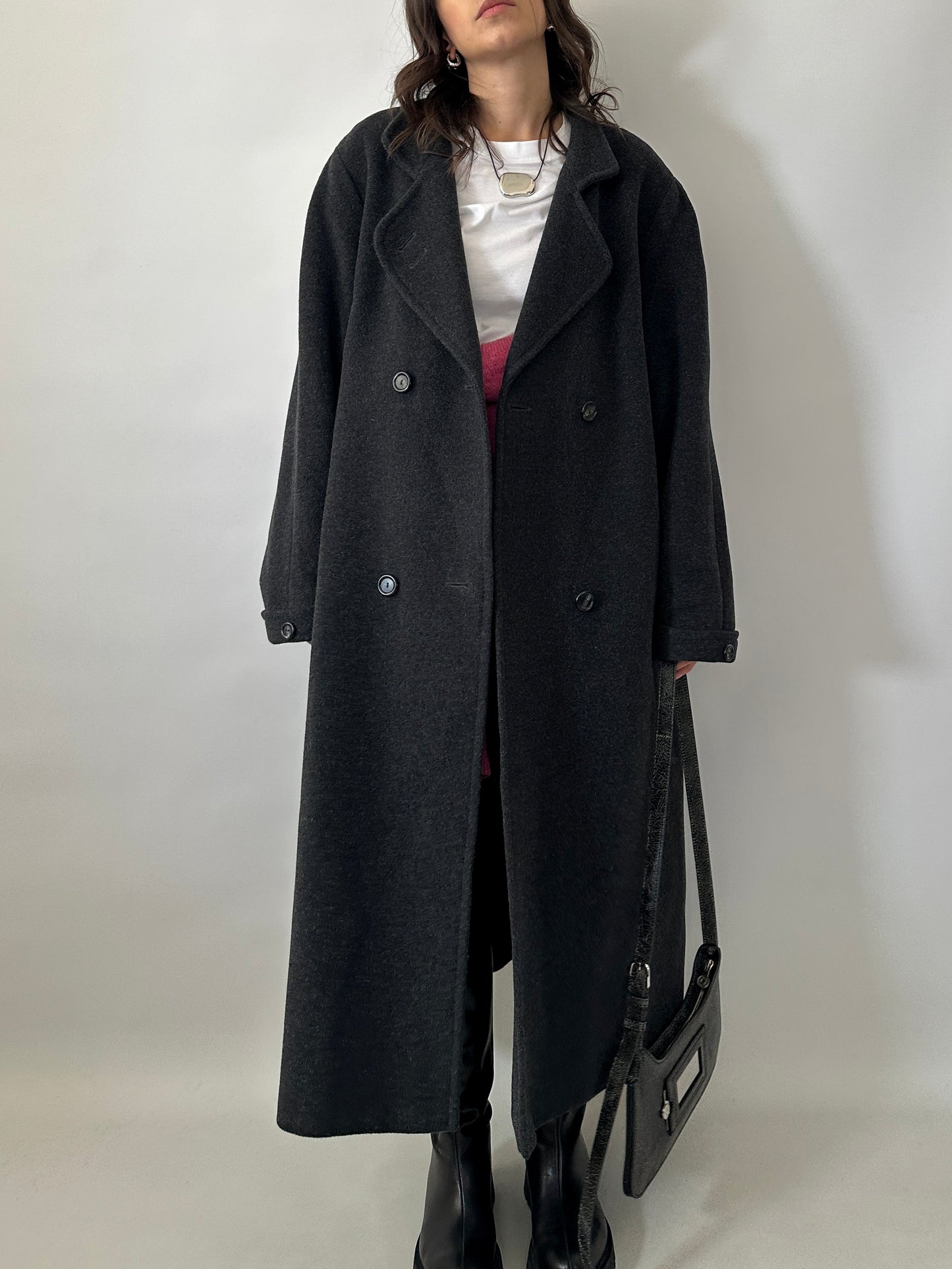 Vintage wool and kid mohair long coat - oversized fit