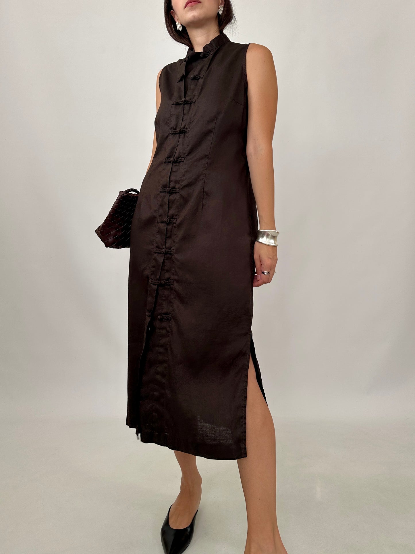 Chocolate Midi Mandarin Dress