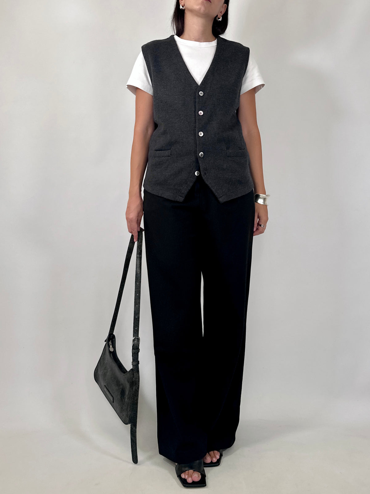 Tailored Button Front Wool Vest