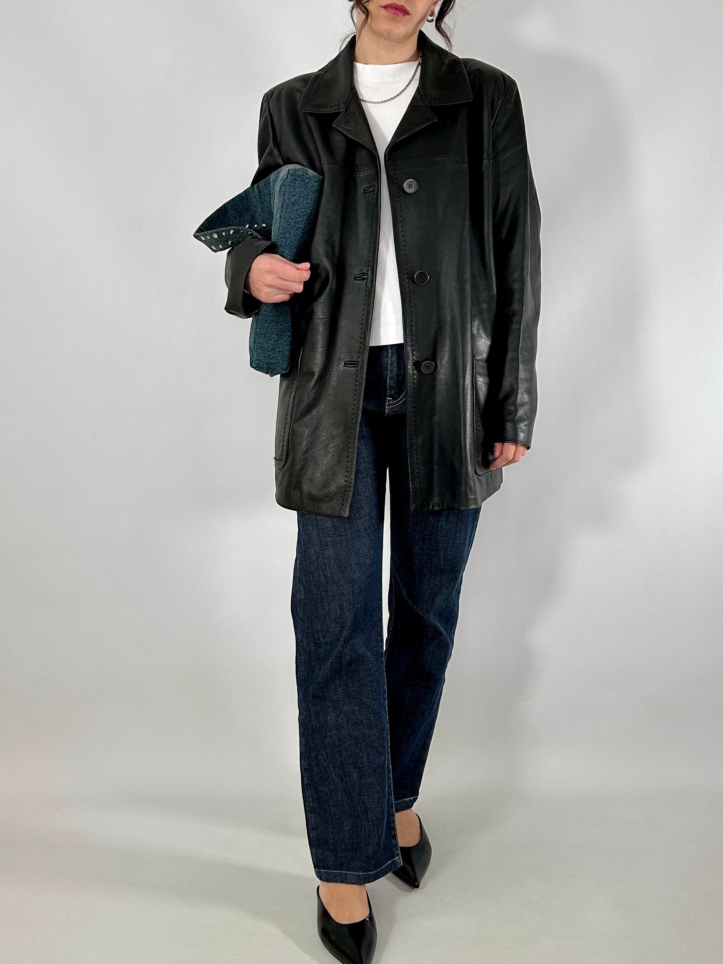 Hand-stitched soft leather jacket