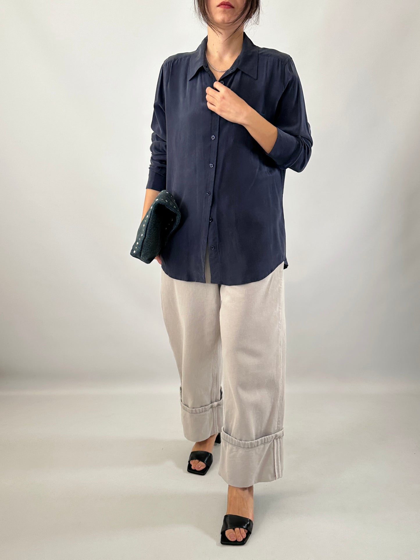 Essential washed silk blue shirt