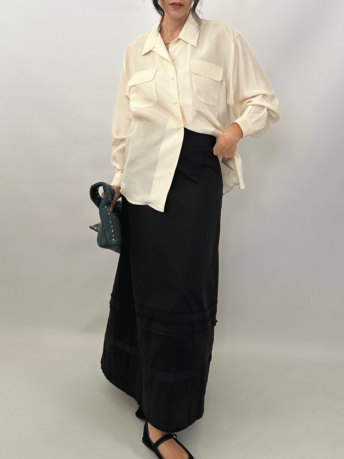 Black cotton maxi skirt