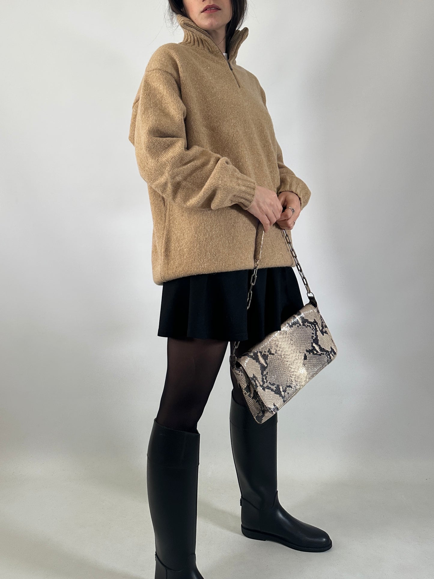 Wool-blend half zip sweater