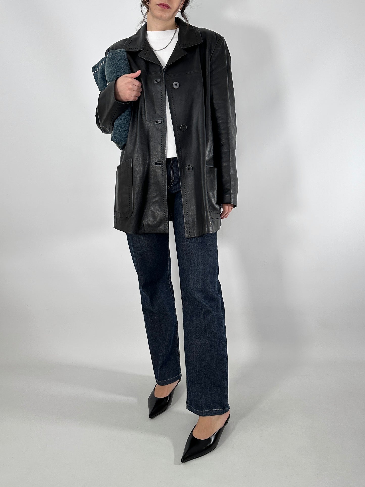 Hand-stitched soft leather jacket