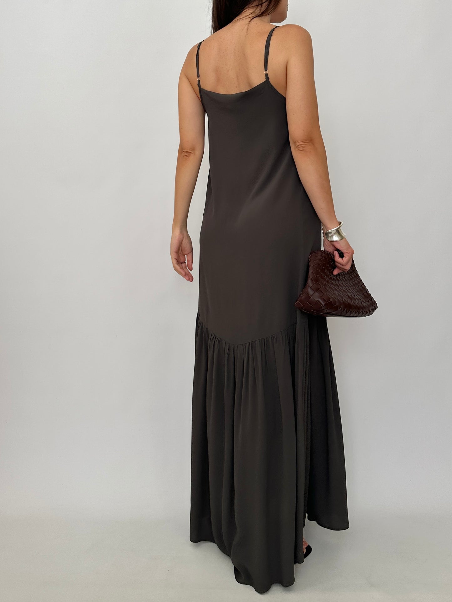 Draped Silk Blend Maxi Dress
