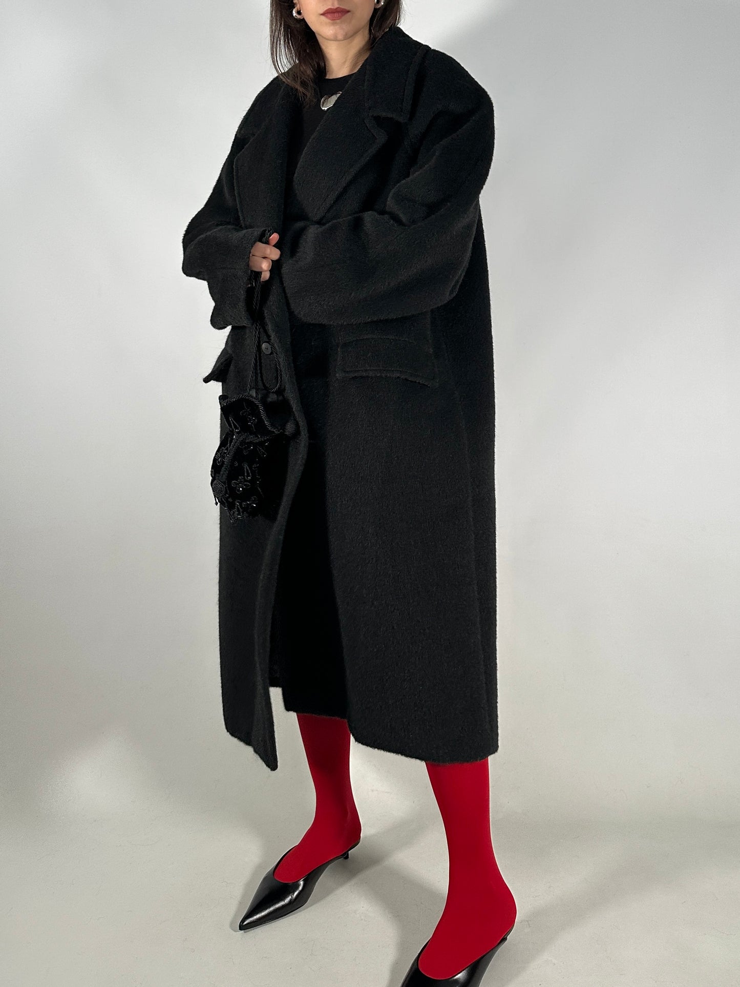 Vintage Black Alpaca Coat