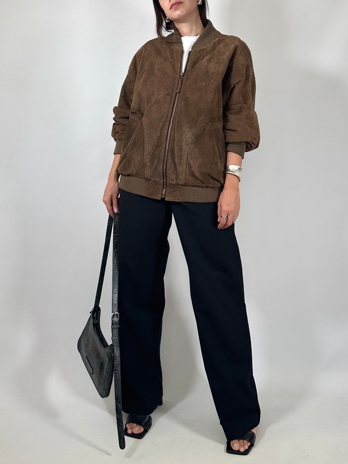 Vintage Suede Bomber Jacket