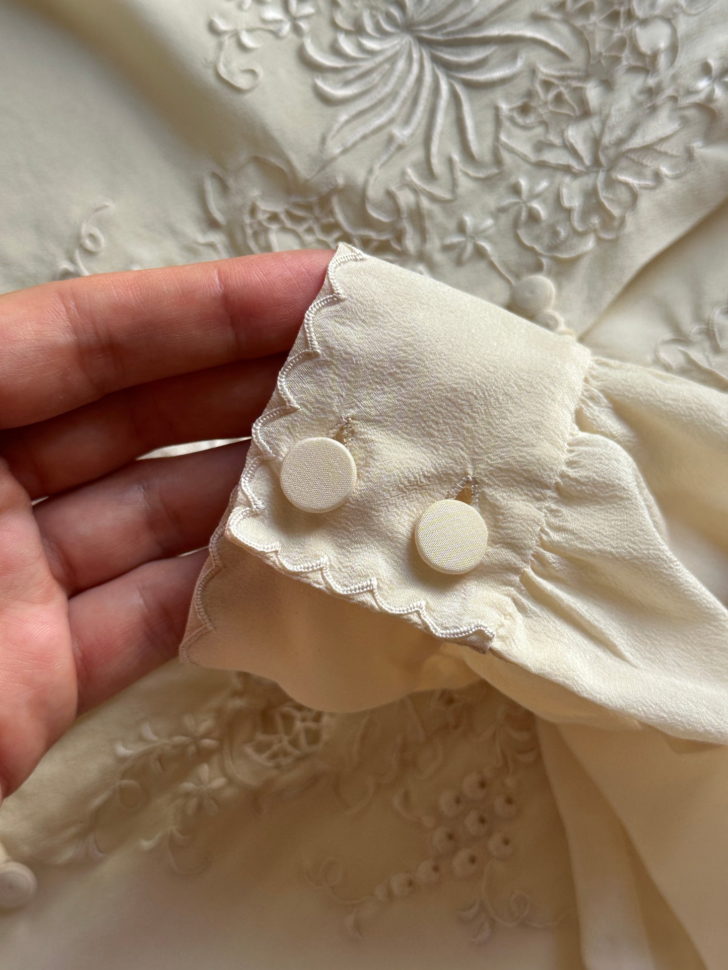 Hand-Embroidered Vintage Silk Blouse