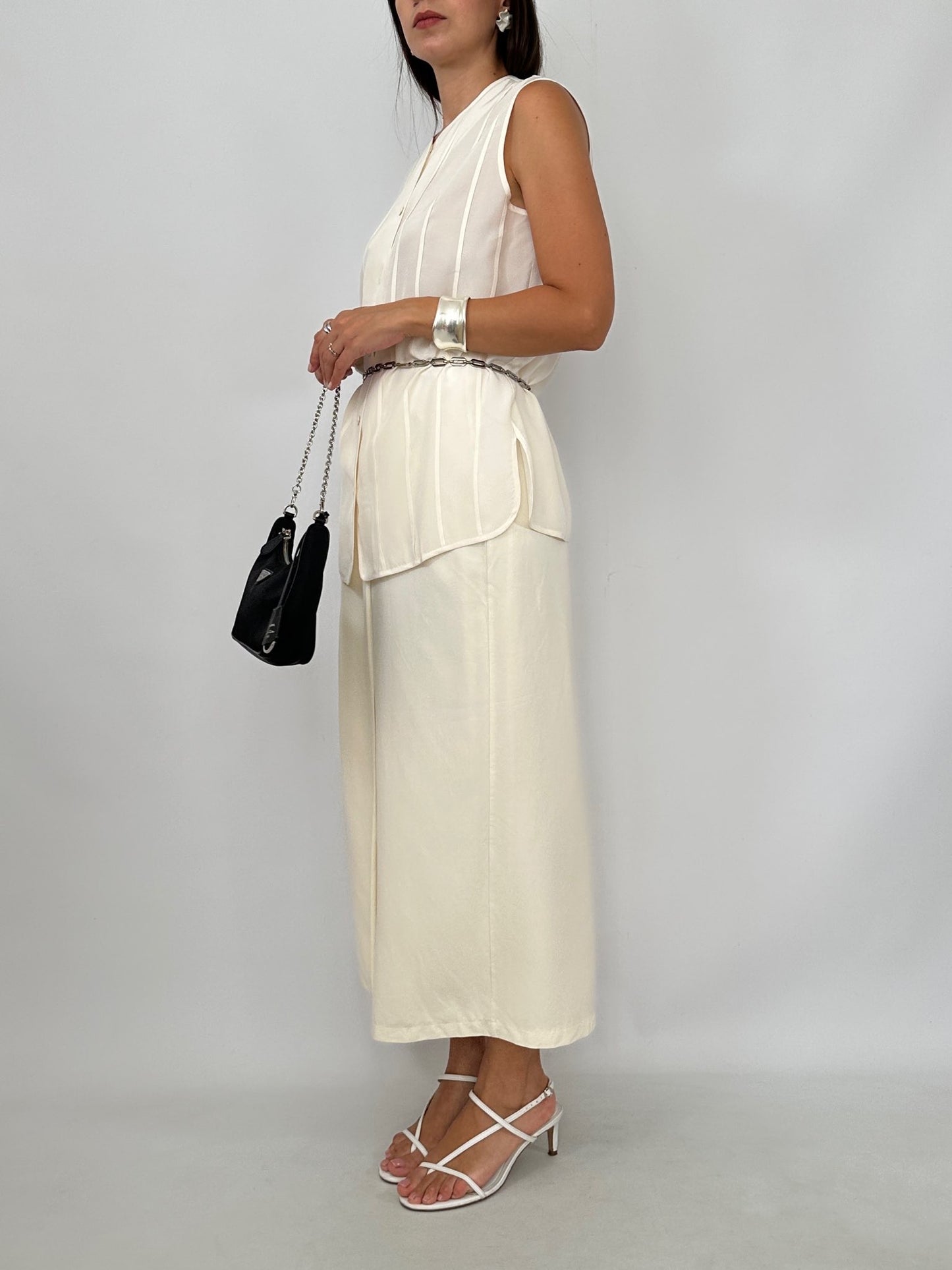 Vintage Pleated Silk Shell Top