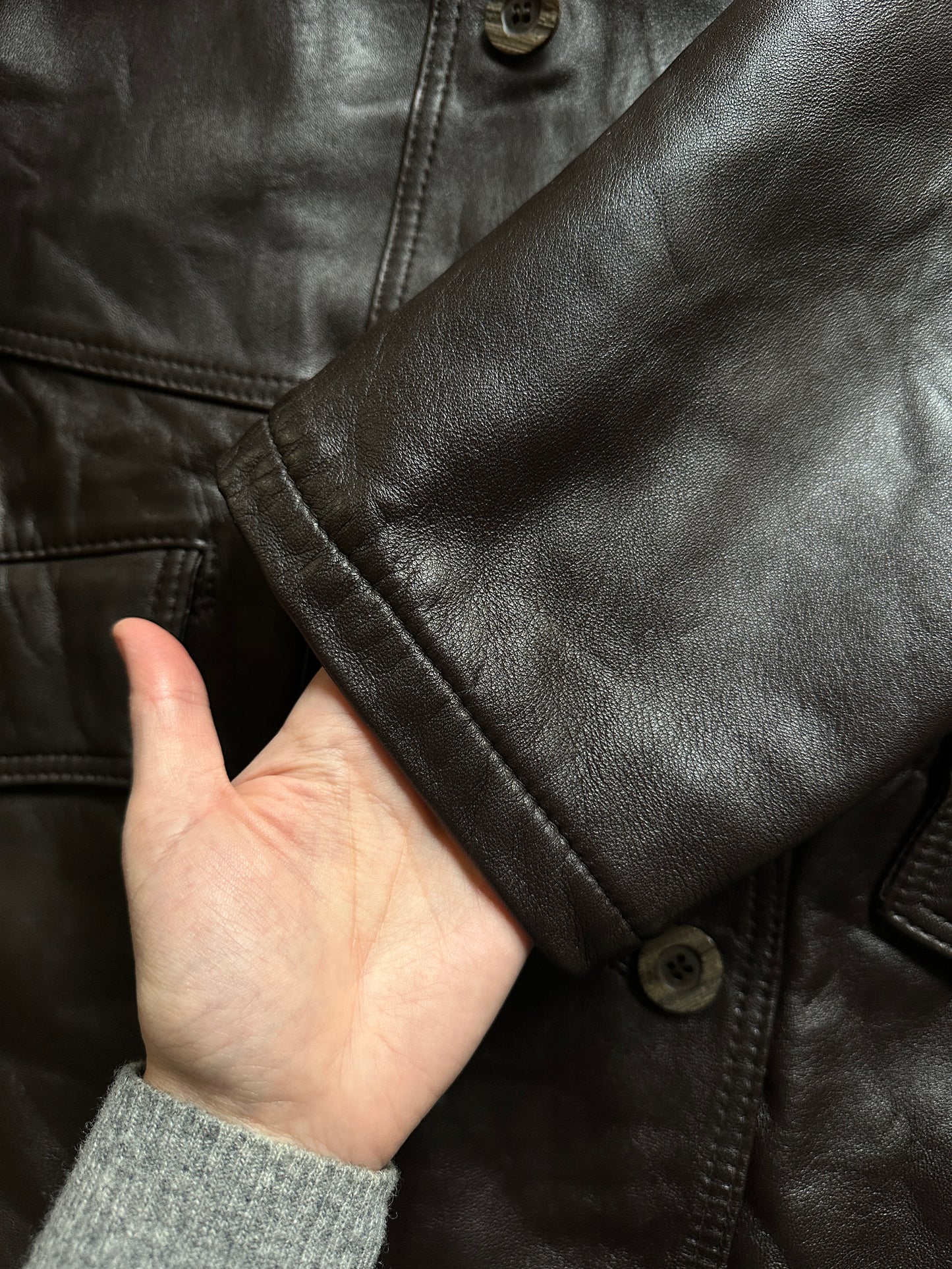 Vintage Soft Leather Double-Breasted Jacket