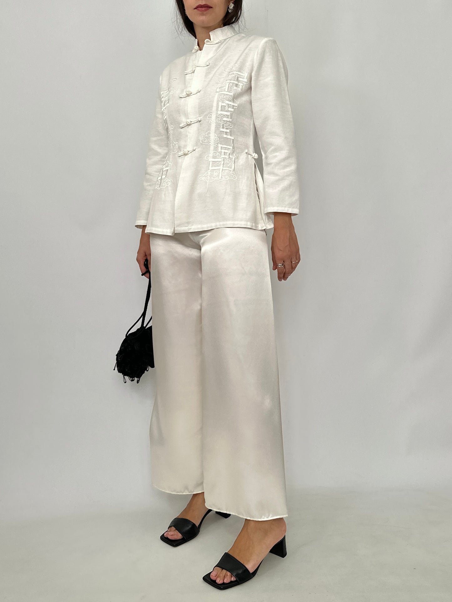 Ivory Silk Fluid Trousers