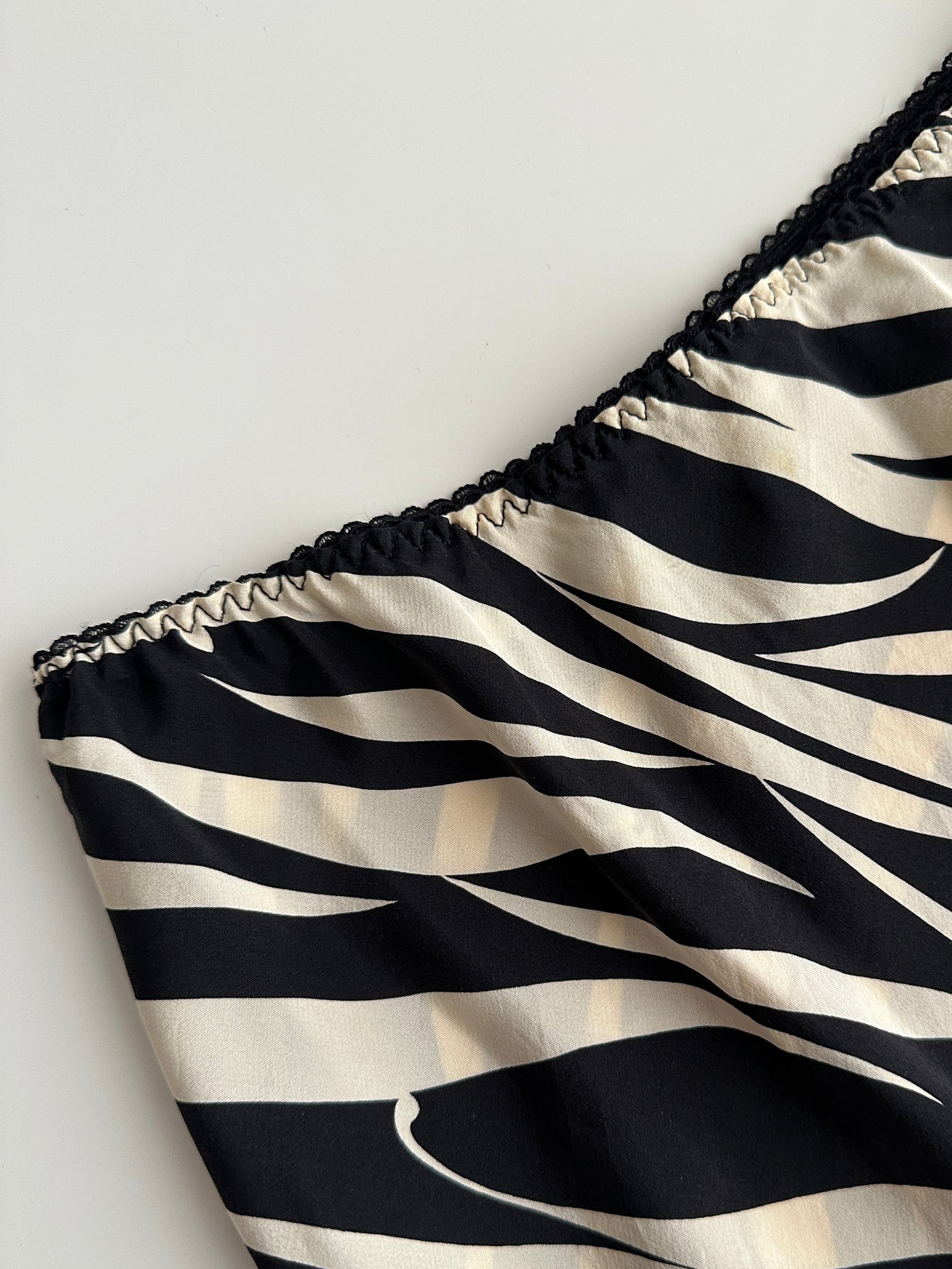 100% Silk Zebra Print Midi Skirt