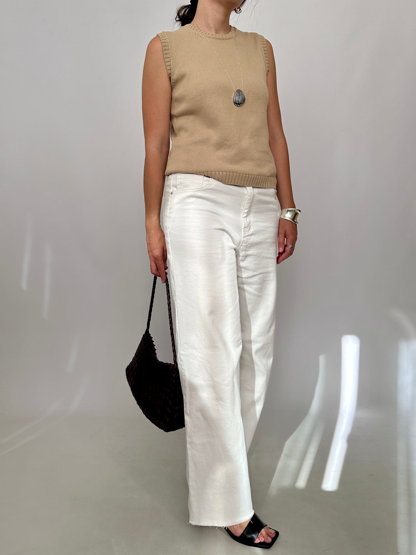Pure Cotton Knit Sleveless Top
