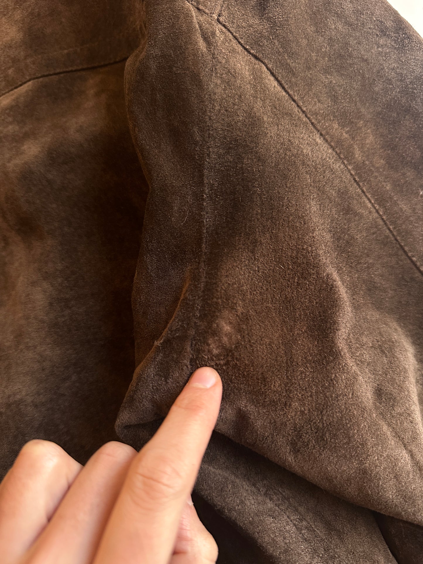 British-style suede jacket with corduroy collar