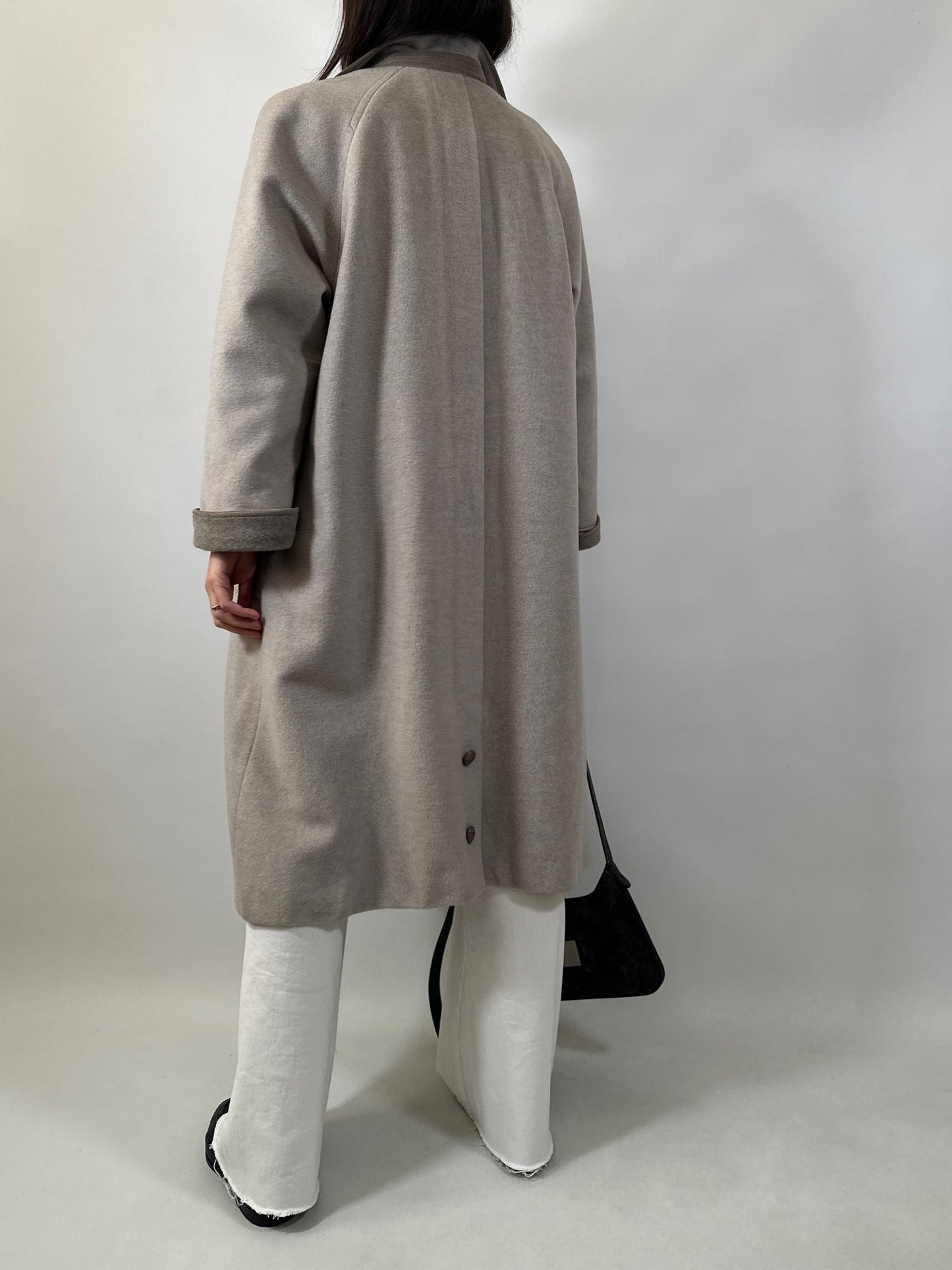 Vintage Wool & Cashmere Coat with Contrast Collar & Cuffs