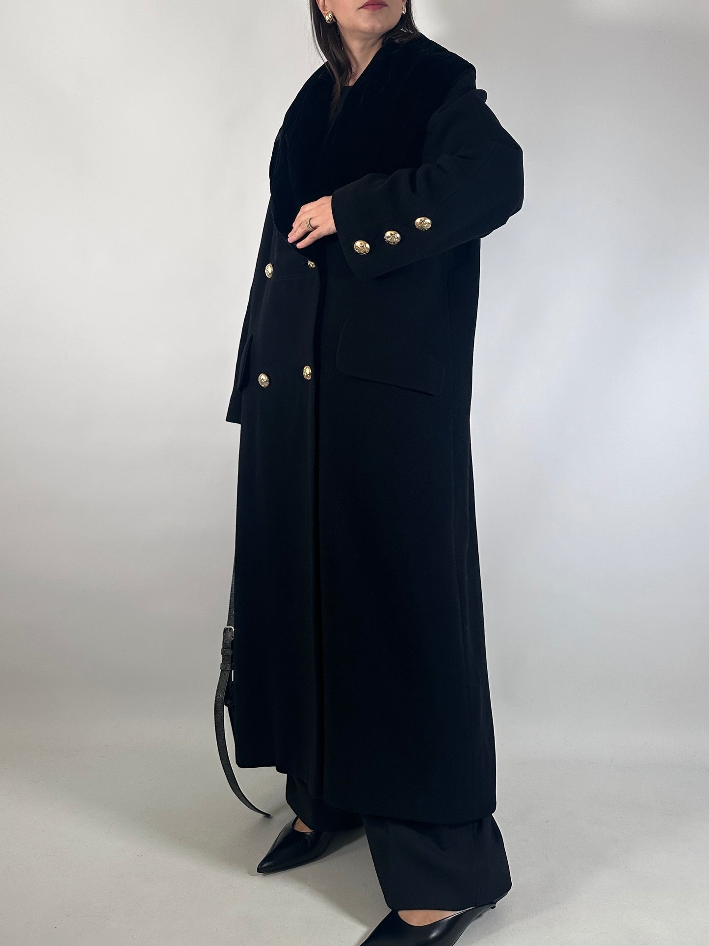 Vintage Wool Coat with Convertible Velvet Collar