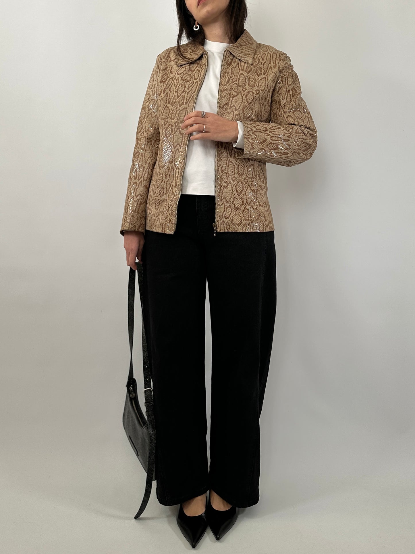 Vintage Snake Print Leather Jacket