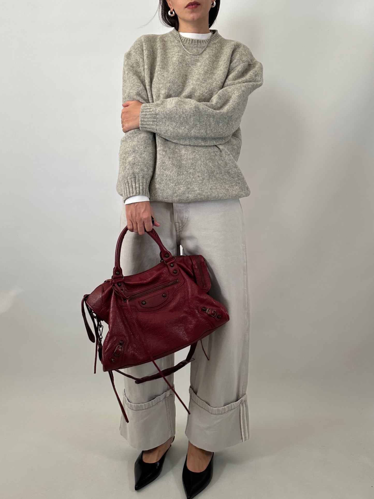 Chunky grey pure wool sweater