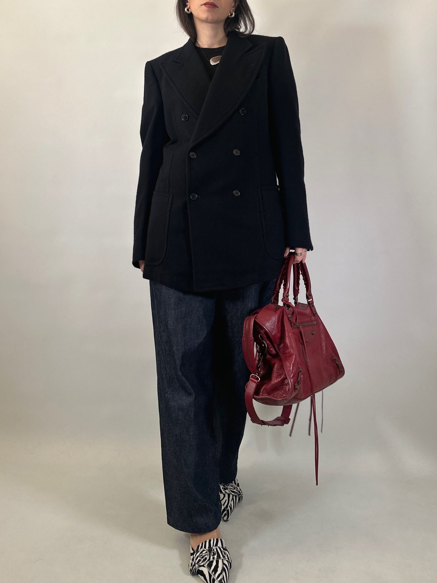 Vintage Black Structured Wool Blazer