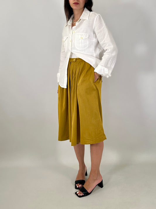 Wide-leg mustard culottes