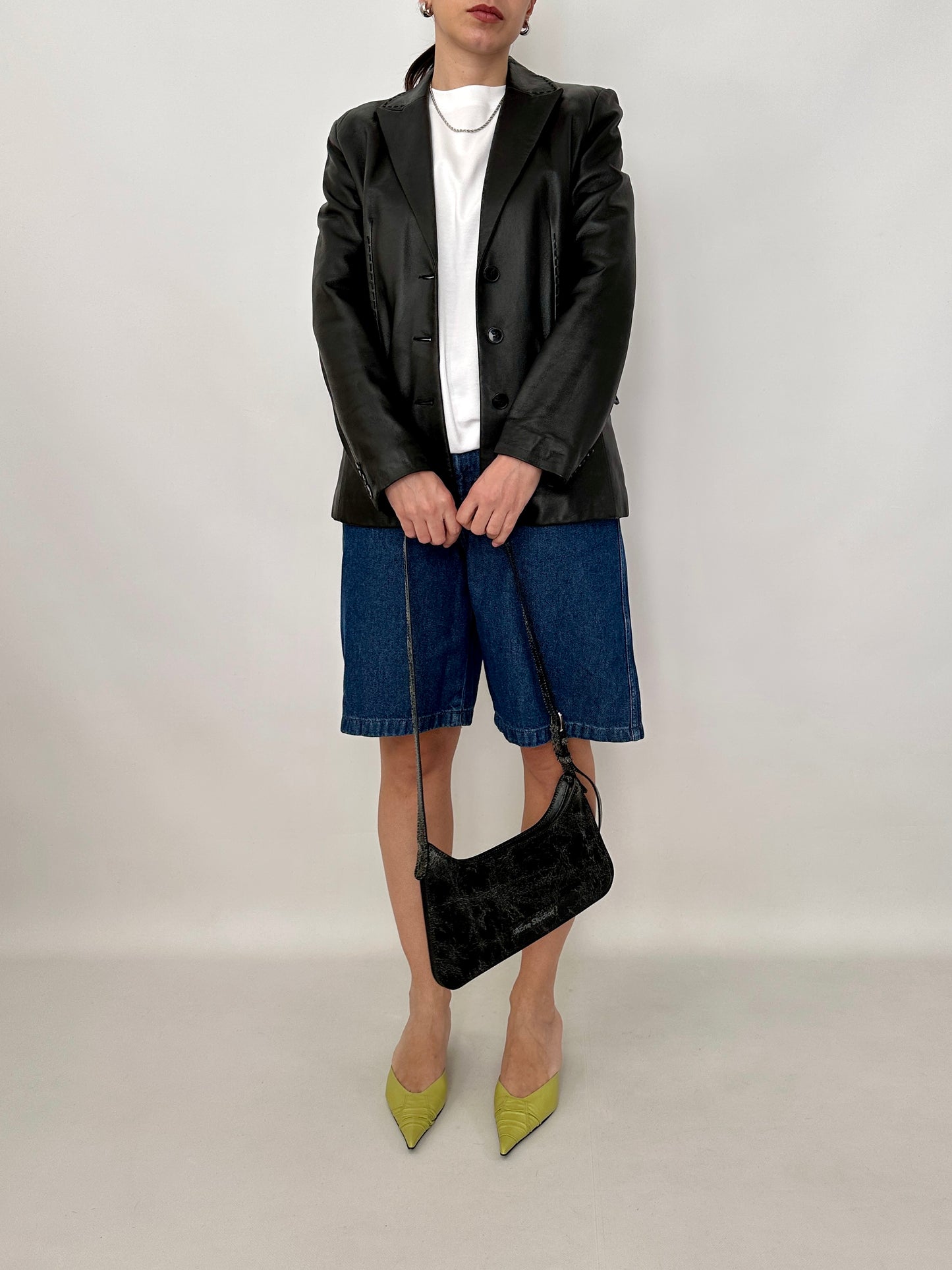 Slim fit nappa leather blazer
